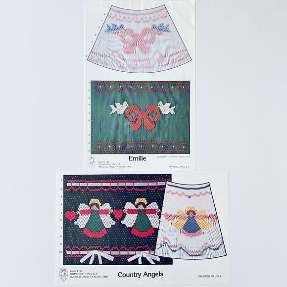 14 SMOCKING PLATES Christmas Holiday Animals Angles Baby Sewing Patterns VINTAGE - Picture 7 of 10